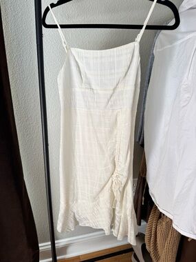 Ivory Spaghetti Strap Mini Dress with Ruching